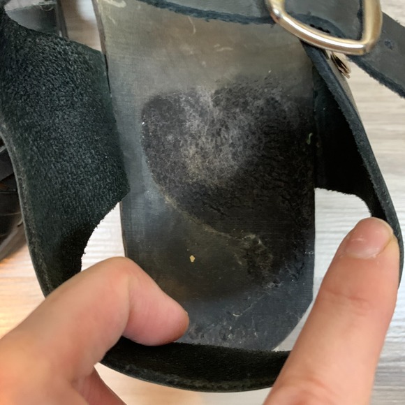 MIA Swedish Clog Sandals Women US 7 Weave Leather Wooden Platform 37 Black - Picture 10 of 12